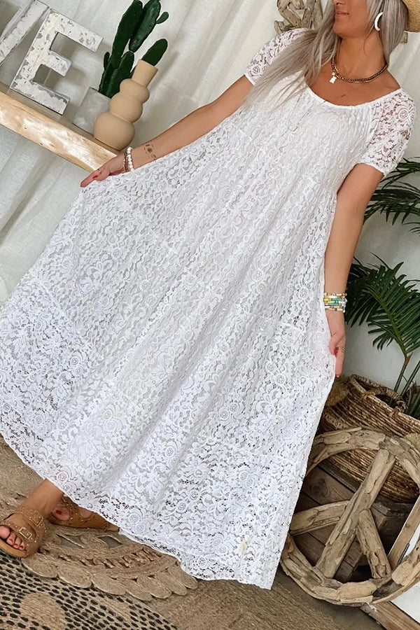 Floral Lace White Dress