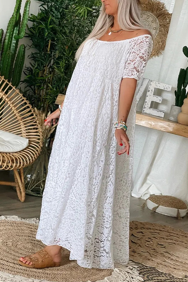 Floral Lace White Dress