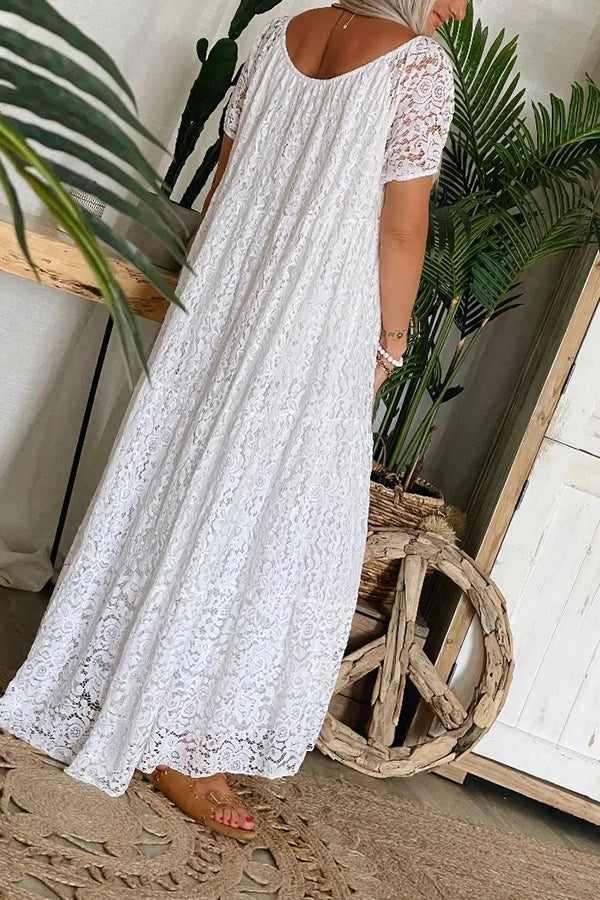 Floral Lace White Dress