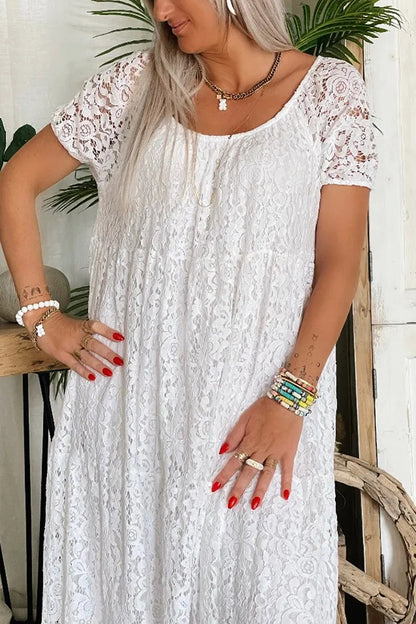 Floral Lace White Dress