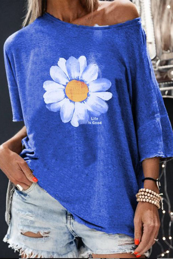 Daisy Print Cotton T-Shirt