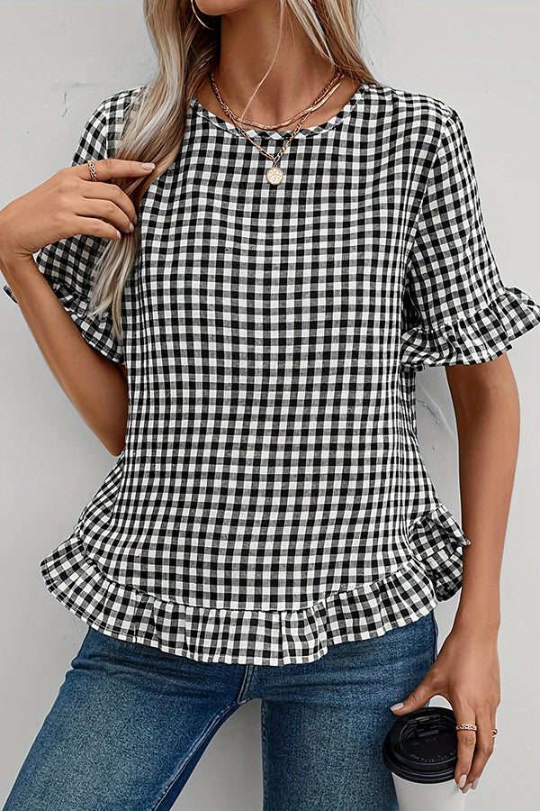 Elegant Plaid Blouse for All Seasons