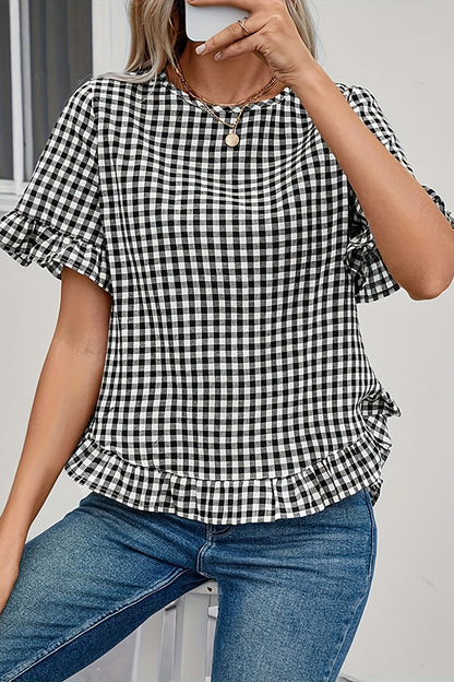 Elegant Plaid Blouse for All Seasons