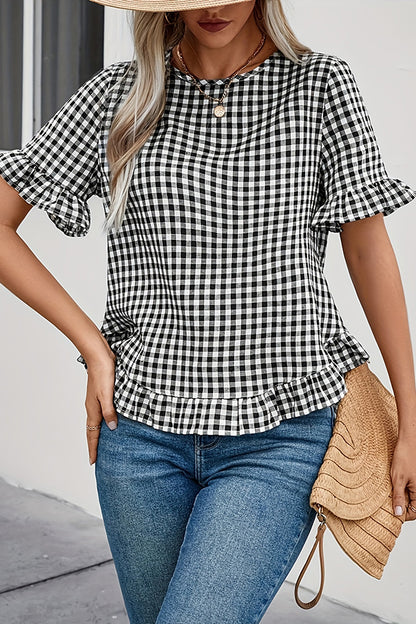 Elegant Plaid Blouse for All Seasons