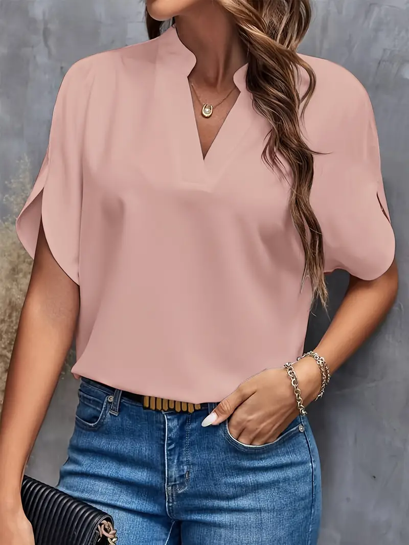 Elegant Semi-Sheer Solid Color Blouse