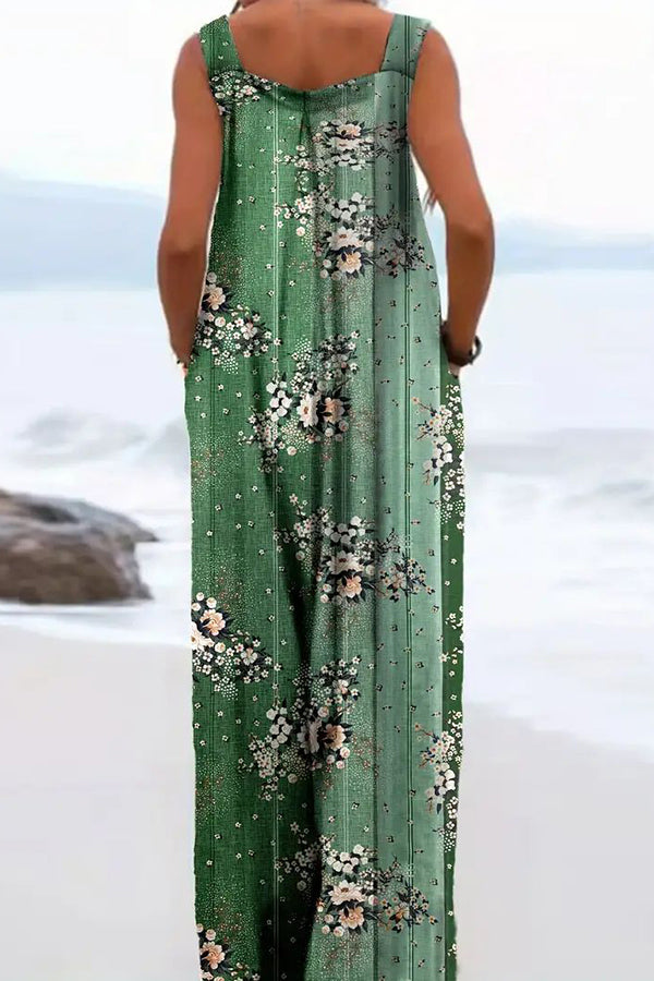 Women's Plus Size Floral Print Wide Leg Jumpsuit for Spring & Summer