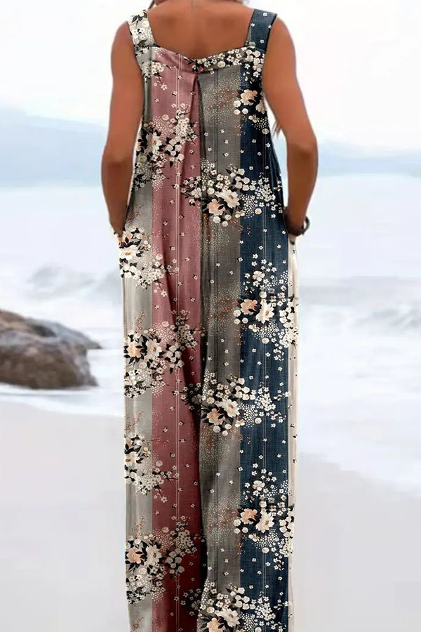 Women's Plus Size Floral Print Wide Leg Jumpsuit for Spring & Summer