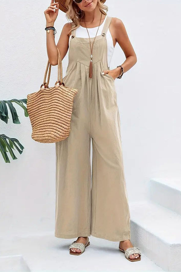 Women's Boho Sleeveless Jumpsuit with Pockets