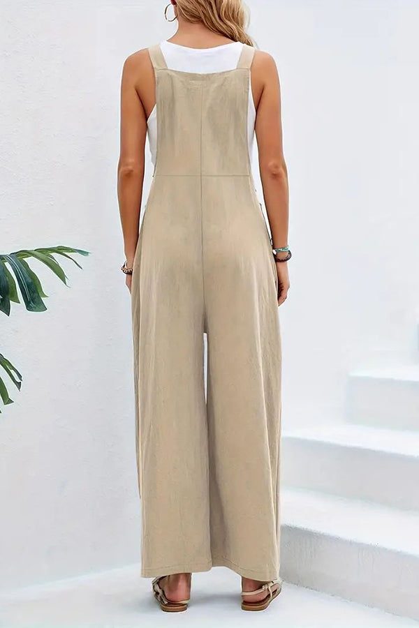 Women's Boho Sleeveless Jumpsuit with Pockets