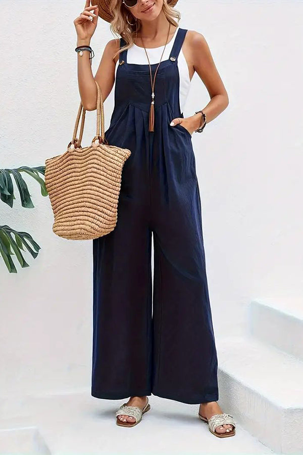 Women's Boho Sleeveless Jumpsuit with Pockets