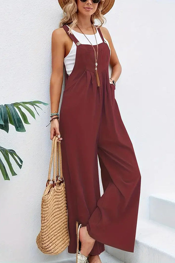 Women's Boho Sleeveless Jumpsuit with Pockets