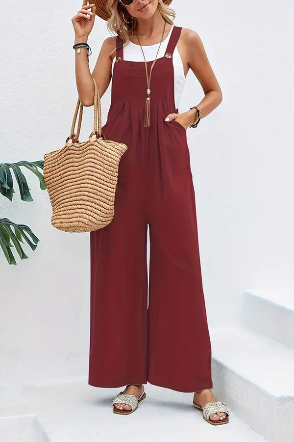 Women's Boho Sleeveless Jumpsuit with Pockets