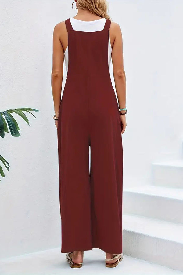 Women's Boho Sleeveless Jumpsuit with Pockets