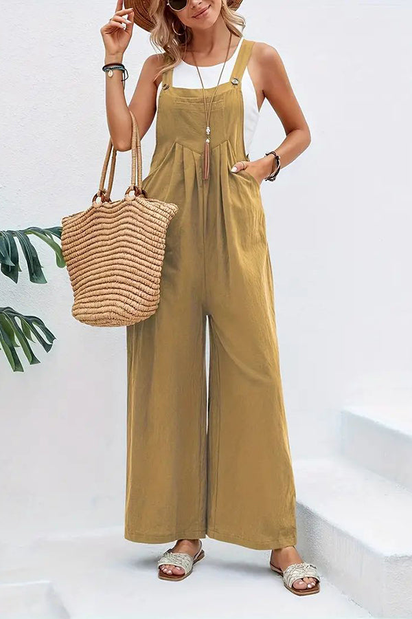 Women's Boho Sleeveless Jumpsuit with Pockets