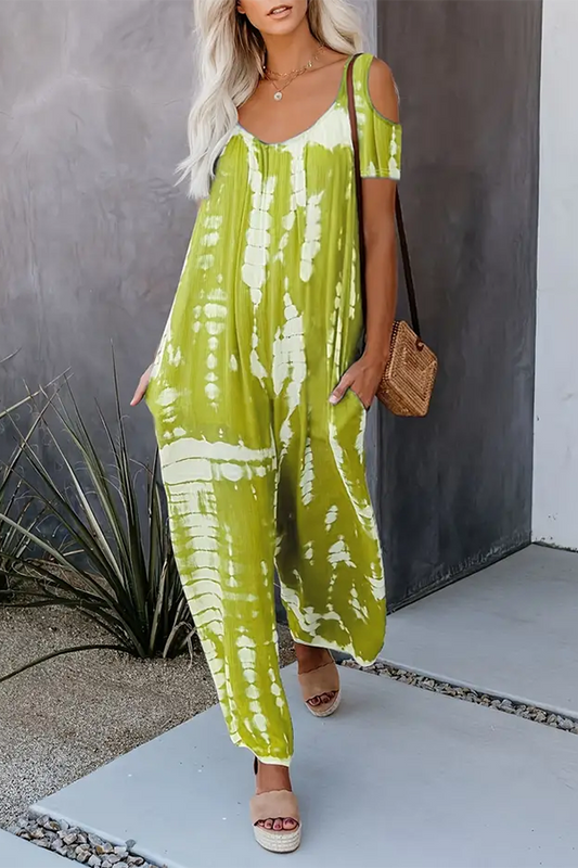 Tie Dye Cut Out Loose Jumpsuit