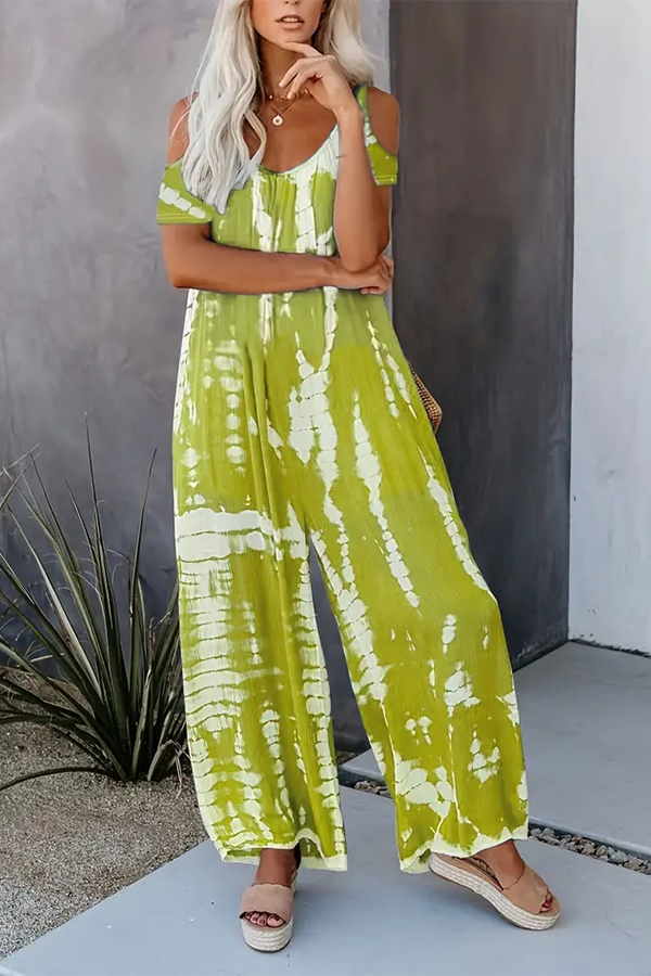 Tie Dye Cut Out Loose Jumpsuit