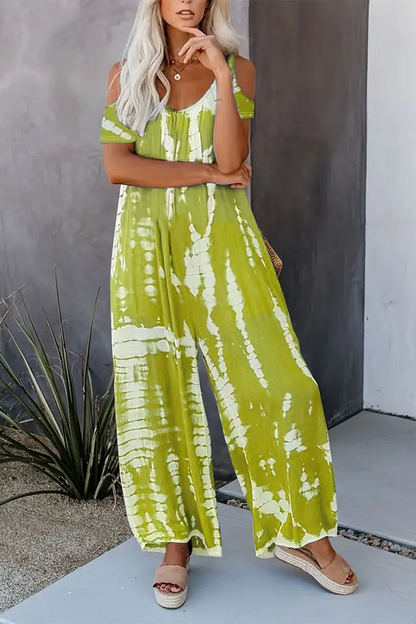 Tie Dye Cut Out Loose Jumpsuit