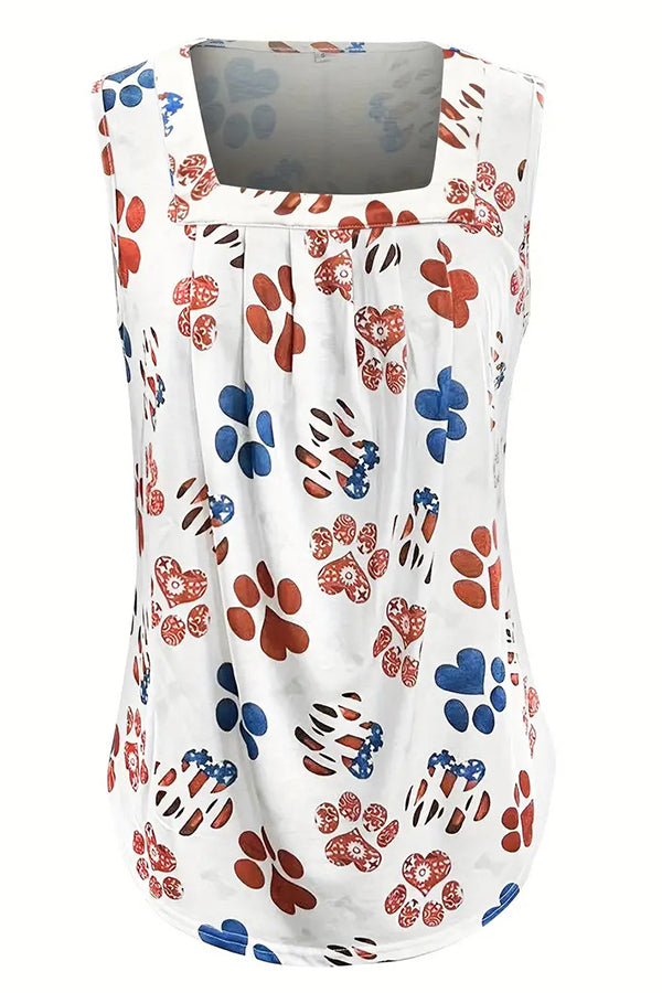 Chic Summer Paw Print Tank Top