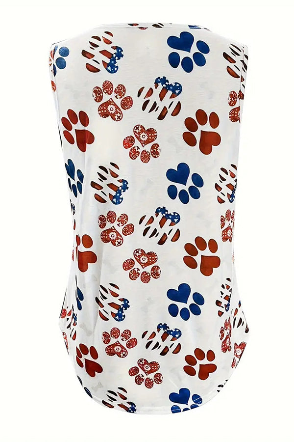 Chic Summer Paw Print Tank Top