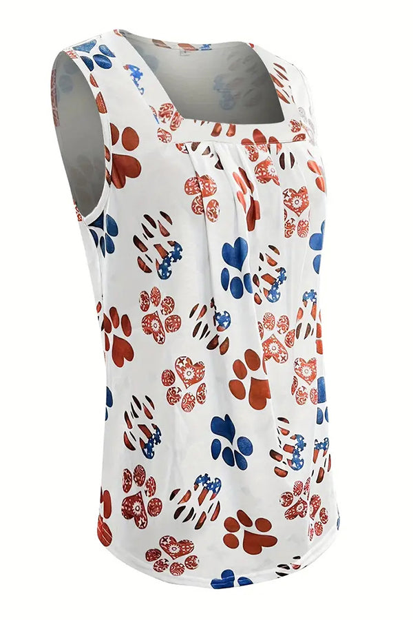 Chic Summer Paw Print Tank Top