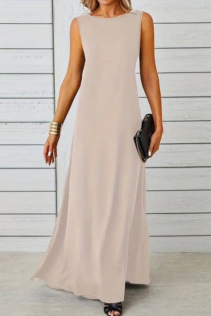 Maxi Tank Dress, Sleeveless Solid Casual Every Day Dress