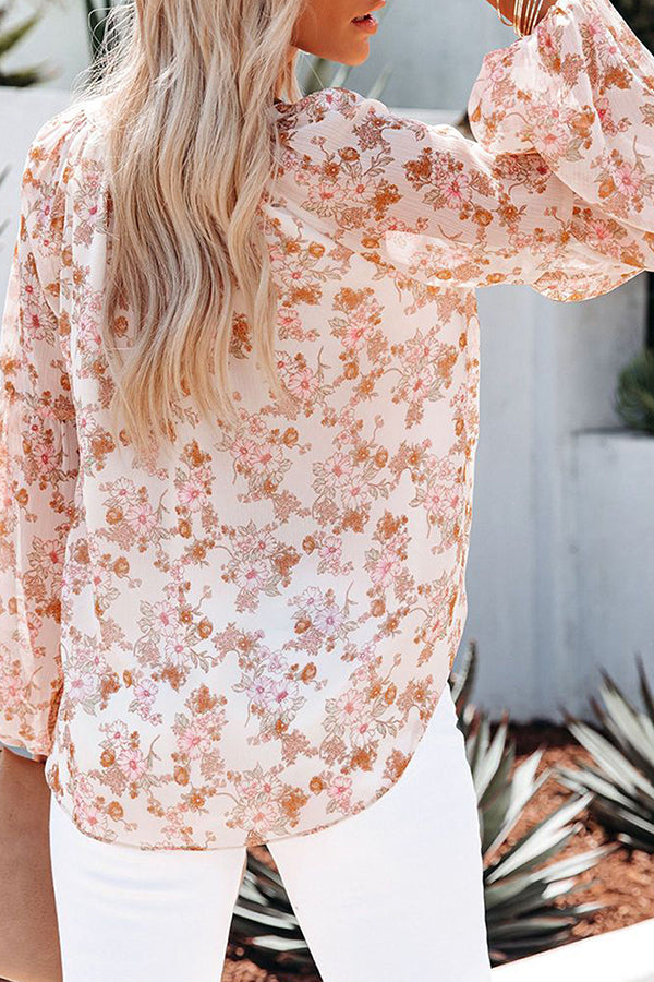 Chic Floral Print V-Neck Blouse