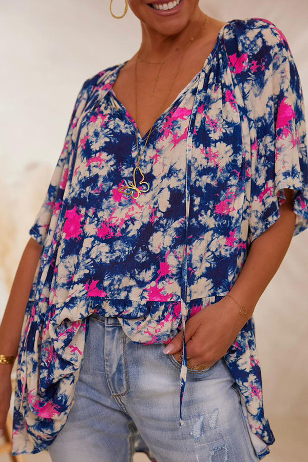 Plus Size Tie Dye Loose Blouse