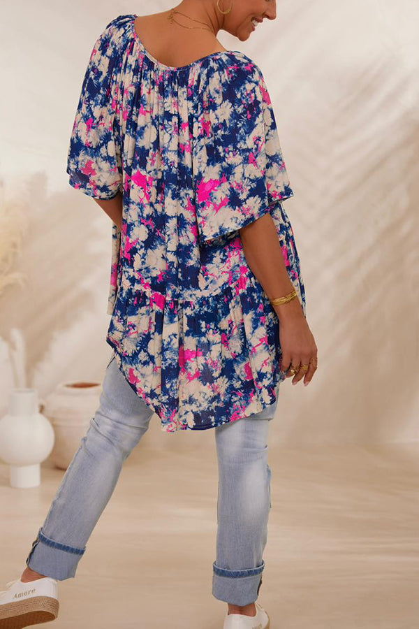 Plus Size Tie Dye Loose Blouse