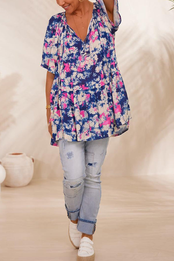 Plus Size Tie Dye Loose Blouse