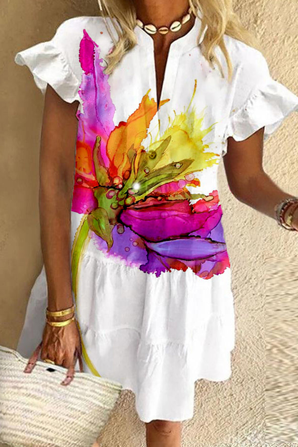 Painted Printed Cotton Dress