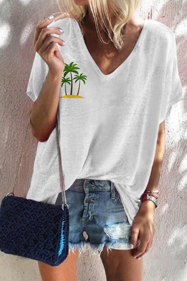 Resort Printed Cotton Breathable T-Shirt