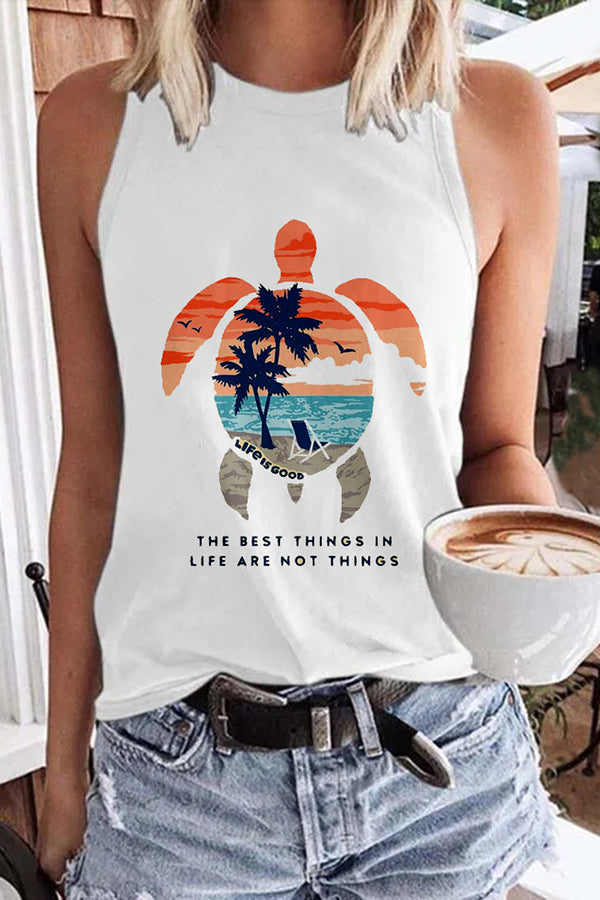 Coconut Tree Print Vacation Vest