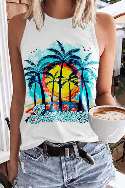 Coconut Tree Print Vacation Vest