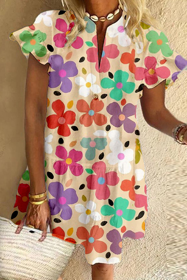 Cute Colorful Floral Print Dress