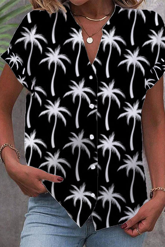 Coconut Tree Print Resort Short-Sleeved Shirt