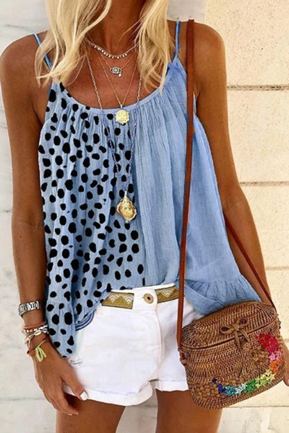 Leopard Stitching Ruffle Print Chic Camisole Vest