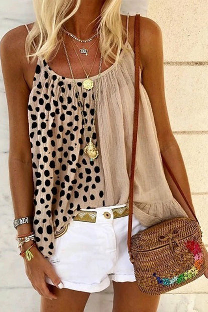 Leopard Stitching Ruffle Print Chic Camisole Vest