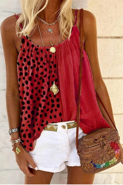 Leopard Stitching Ruffle Print Chic Camisole Vest