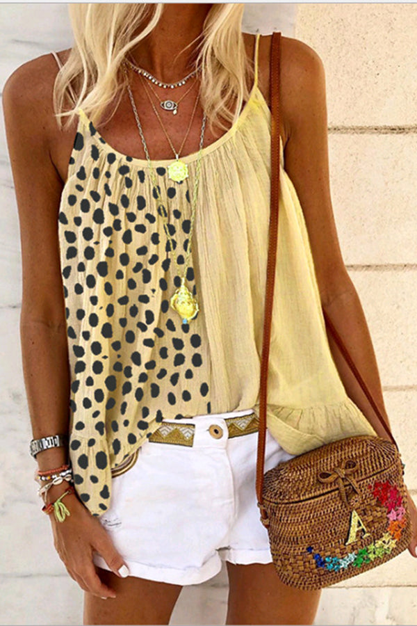 Leopard Stitching Ruffle Print Chic Camisole Vest