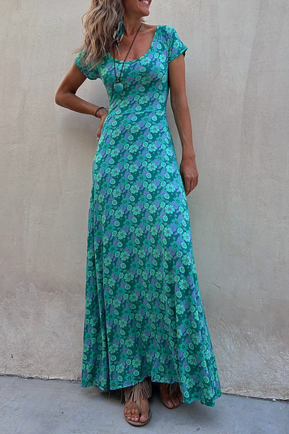 Coastal Kisses Floral Hollow Reversible Two Ways Stretch Maxi Dress