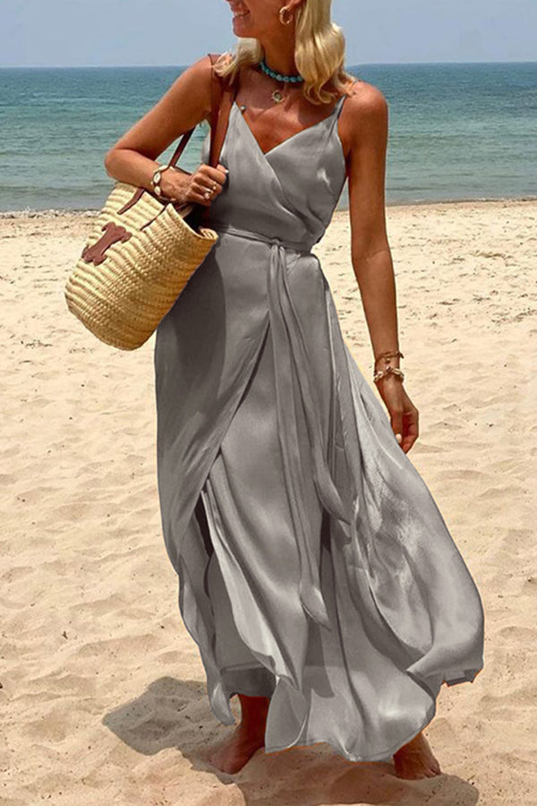 Solid Color Casual Temperament Beach Holiday Dress