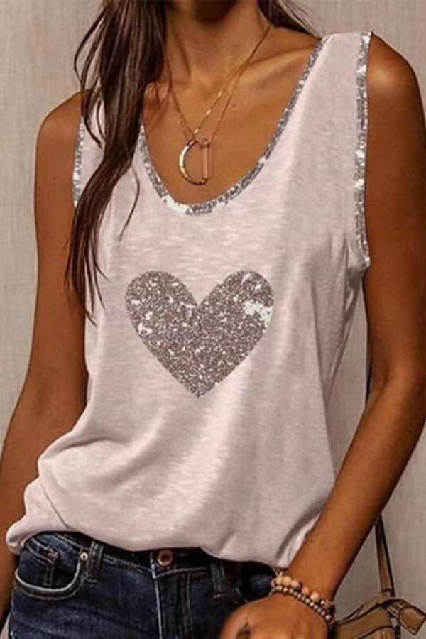 Heart Sequin Tank Top