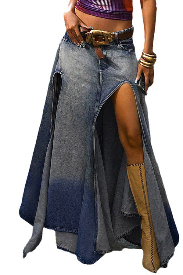 Slit Denim Skirt