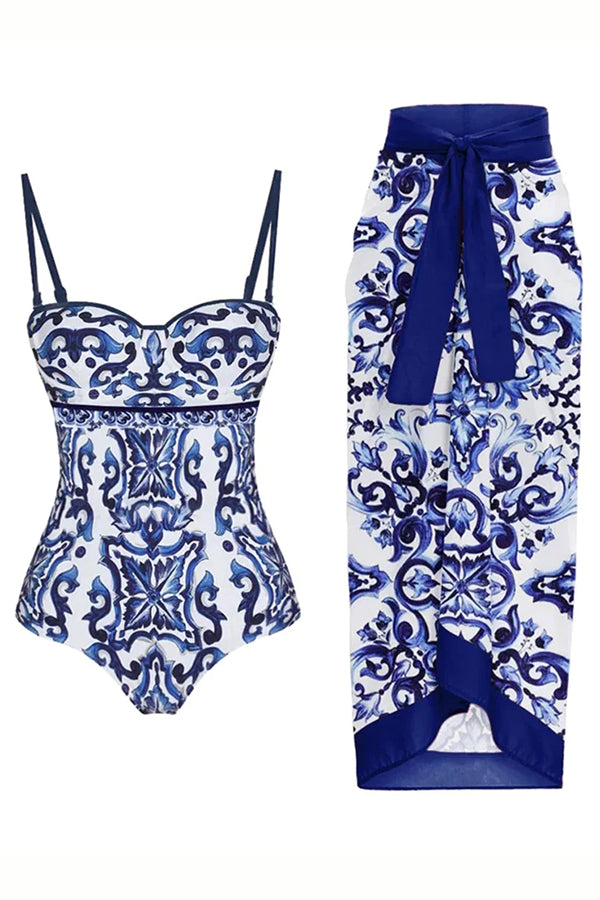 Meet Me In Santorini One Piece Swimsuit and Sarong