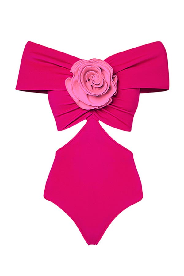 Detachable 3D Flower One Piece Swimsuit and Skirt