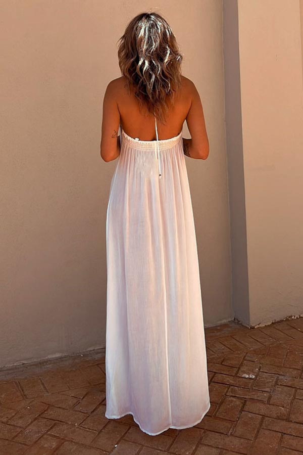 Paneled Sleeveless Lace-Up Holiday Maxi Dress