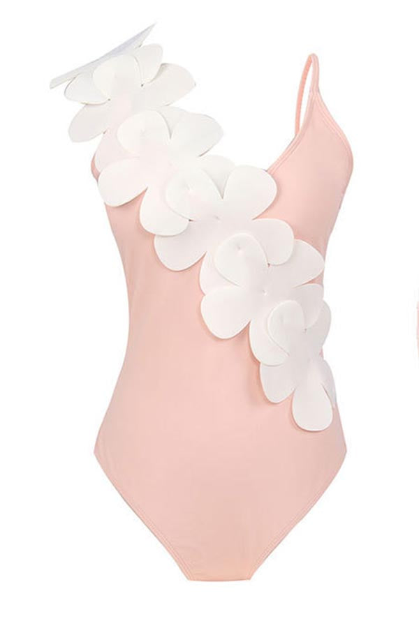 3D Flower One-Piece Swimsuit + Cover Skirt