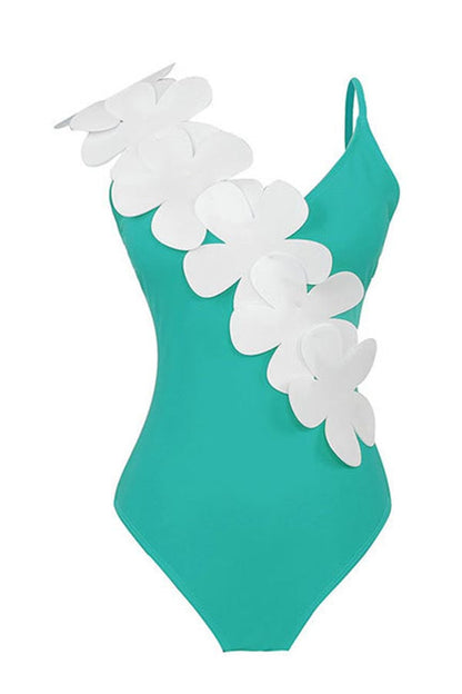 3D Flower One-Piece Swimsuit + Cover Skirt