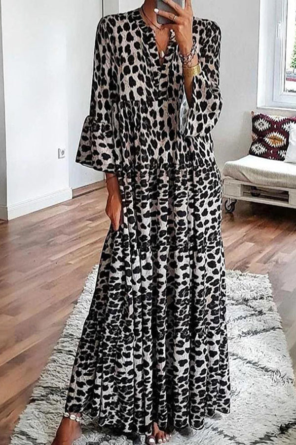 Bohemian Leopard Print Loose Maxi Dress