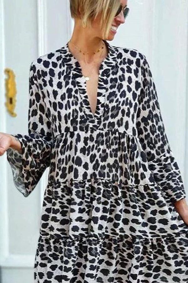 Bohemian Leopard Print Loose Maxi Dress